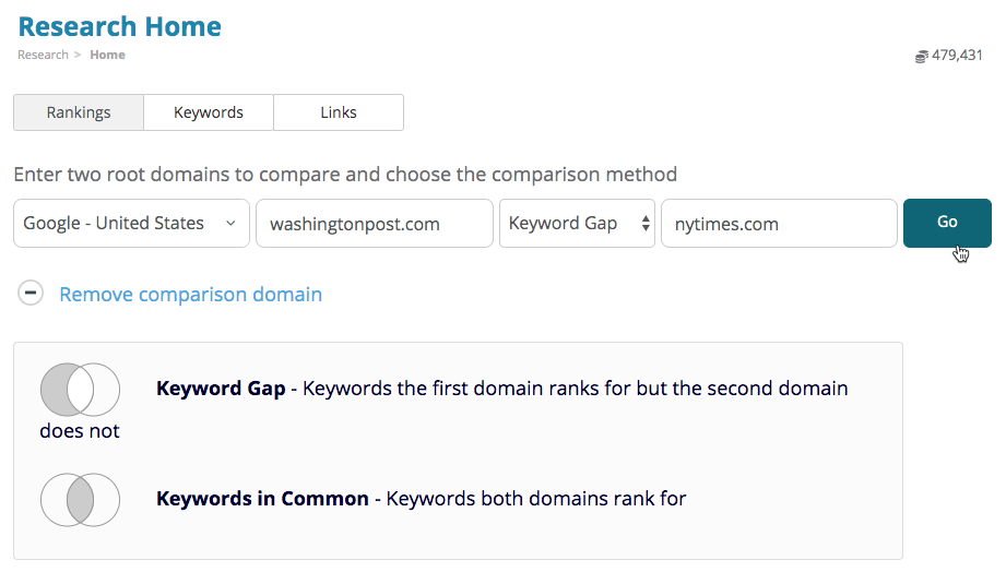 Enter in two sites to compare