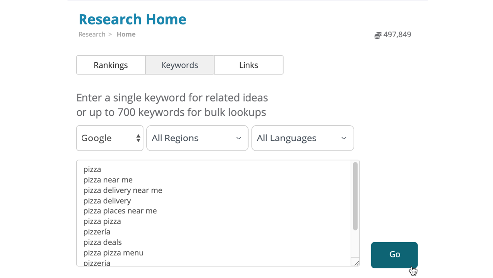 Bulk search volume lookups