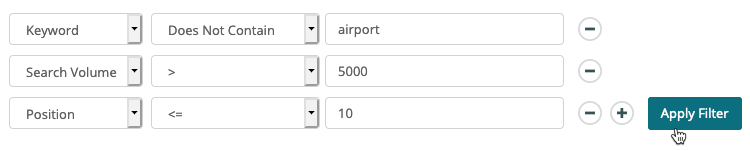 Filter on URL X-Ray Untracked Ranking Keywords