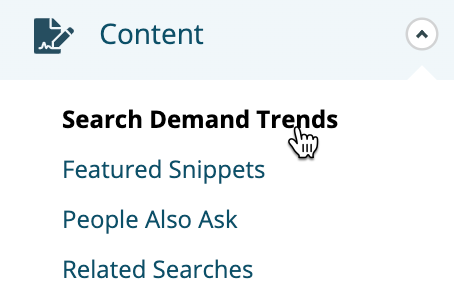 Search Demand Trends in left navigation