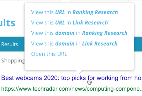 Analyze ranking URLs