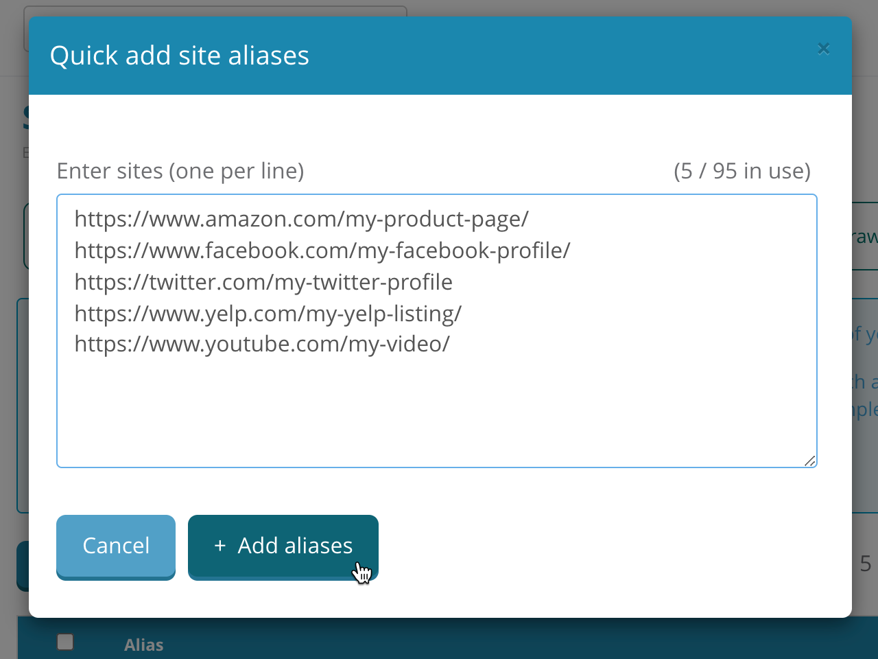 Site Aliases Quick Add