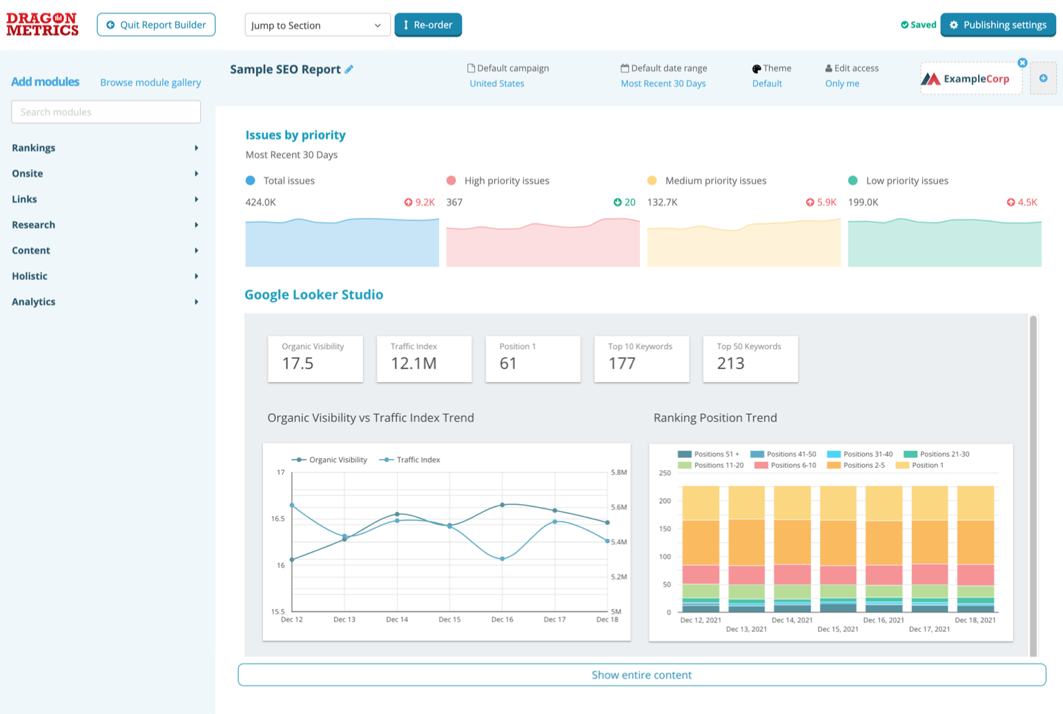 Google Looker Studio report inside Report Builder