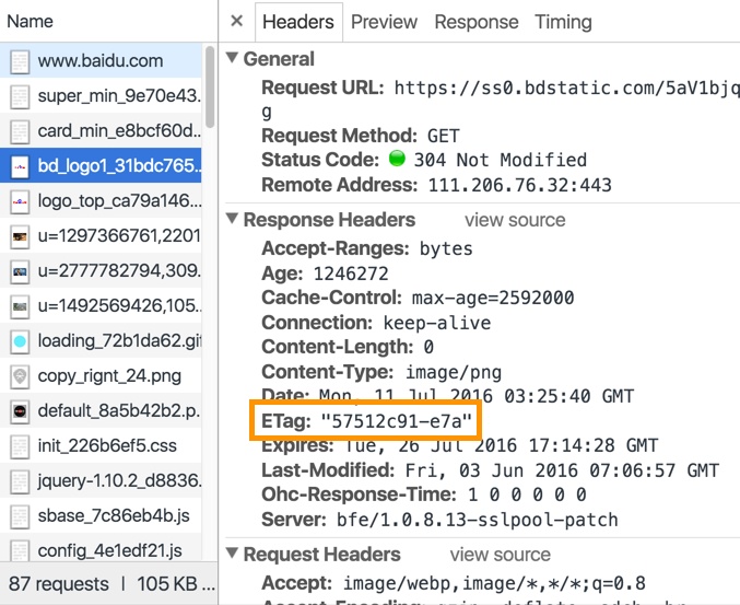 check-etag-chrome-developer-tools
